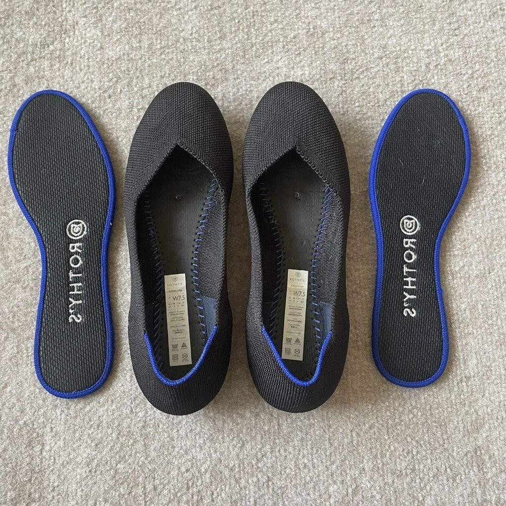 Rothy’s Shoes Womens Size 7.5 Black The Flat Round Toe Casual Knit Ballet Flats - Picture 8 of 14